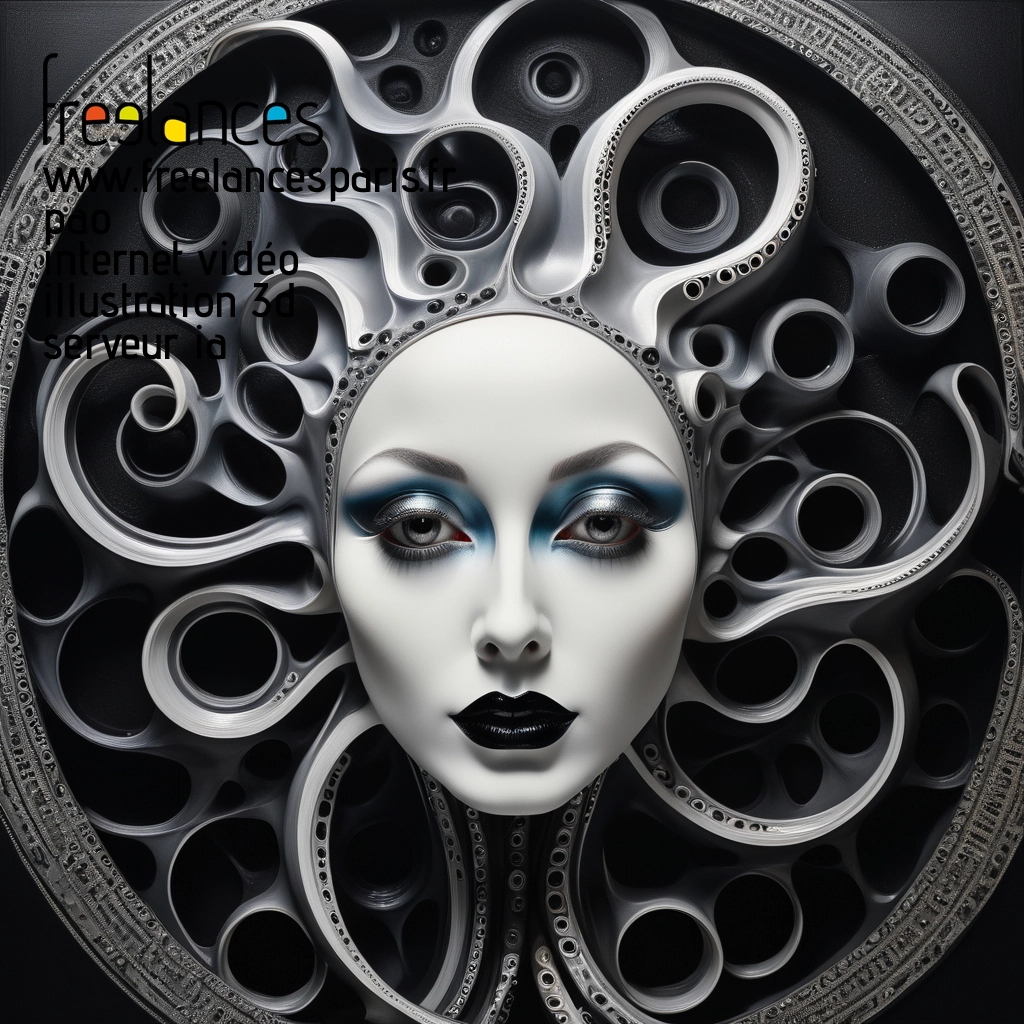 Pao mise en page internet vidéo illustration 3d serveur IA générative AI freelance paris studio de création magazines ufrdo9w0